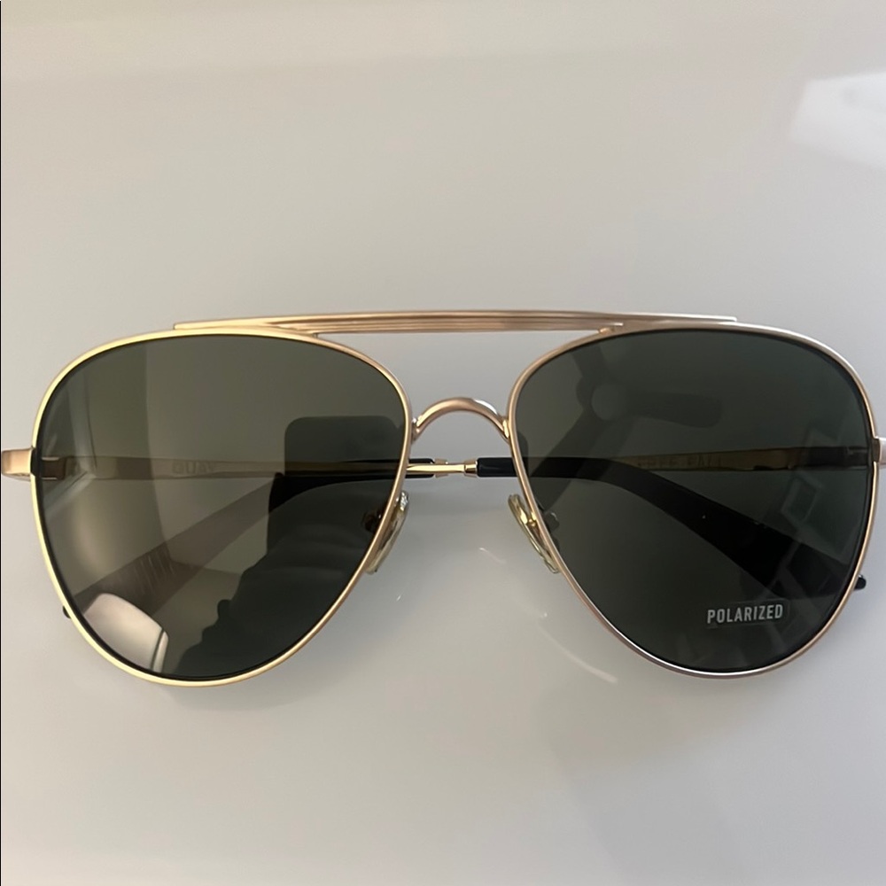 Quay Australia Gold and Black Aviator Sunglasses